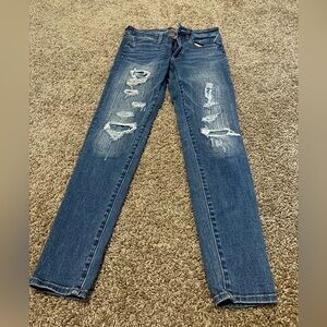 American eagle super stretch jegging denim distressed jean size 6 regular